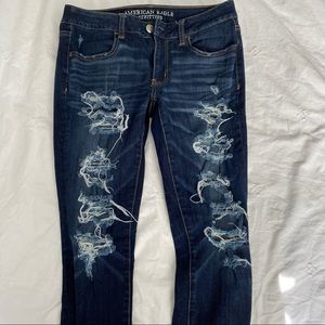 Ripped denim jeggings